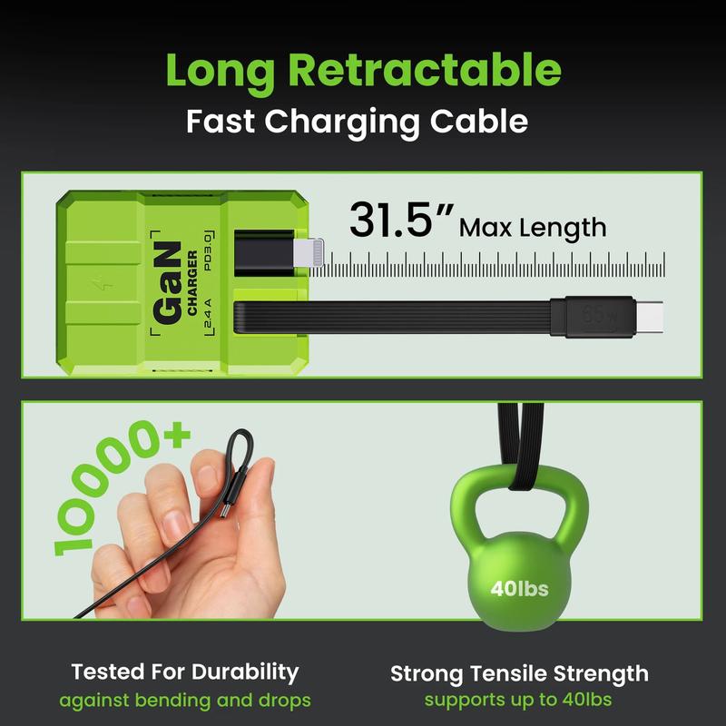 🔥🔥4-in-1 Compatible 120W Fast Charger with Retractable Type-C & Lightning Cable