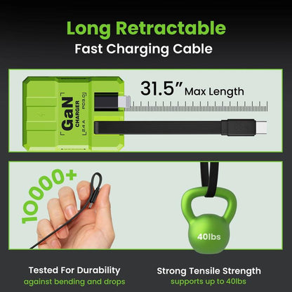 🔥🔥4-in-1 Compatible 120W Fast Charger with Retractable Type-C & Lightning Cable